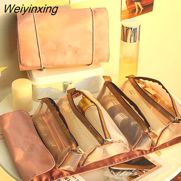 Weiyinxing Nylon Makeup Bag New Portable Large-capacity Four-in-one Portable Folding Travel Cosmetic Storage Toilet Bag